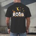 Cute Ghost Drinking Coffee Halloween Fall Ghost Book Reading Men's Back Print T-Shirt