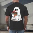 Cute Ghost Holding Books Bookish Christmas Men's Back Print T-Shirt
