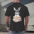 Cute Reading Bunny With Glasses Books Reader Book Bookworm Men's Back Print T-Shirt Cute Reading Bunny With Glasses Books Reader Book Bookworm Men's Back Print T-Shirt