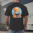 Cute Teddy Bear Reading Book Fun Men's Back Print T-Shirt