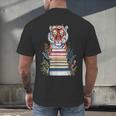 Cute Tiger With Book Floral Bookworm Librarian Book Lover Men's Back Print T-Shirt Cute Tiger With Book Floral Bookworm Librarian Book Lover Men's Back Print T-Shirt