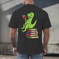 Dino Reading Read Reading Librarian Book Men Boys Kids Men's Back Print T-Shirt