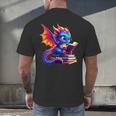 Dragon Reading a Book Bookworm Book Lover Men's Back Print T-Shirt Dragon Reading a Book Bookworm Book Lover Men's Back Print T-Shirt