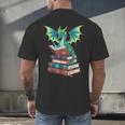 Dragon Reading Books Fantasy Lovers Mythical Creatures Men's Back Print T-Shirt