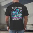 Dragon Reading Just A Girl Who Loves Dragons And Books Men's Back Print T-Shirt Dragon Reading Just A Girl Who Loves Dragons And Books Men's Back Print T-Shirt