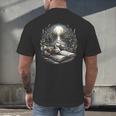 Duck Reading Book Full Moon Lake Scenery Men's Back Print T-Shirt