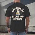 Easily Distracted By Cats & Books Tee Reader Book Worm Men's Back Print T-Shirt
