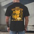 Easily Distracted By Cats And Books Cute Cat Book Lover Men's Back Print T-Shirt