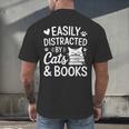 Easily Distracted By Cats And Books Reading Apparel Men's Back Print T-Shirt