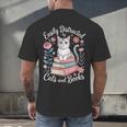 Easily Distracted By Cats And Books Reading Men's Back Print T-Shirt Easily Distracted By Cats And Books Reading Men's Back Print T-Shirt