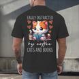 Easily Distracted By Coffee Cats And Books Men's Back Print T-Shirt