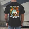 Easily Distracted By Dragons Books Cats Fantasy Book Lover Men's Back Print T-Shirt Easily Distracted By Dragons Books Cats Fantasy Book Lover Men's Back Print T-Shirt