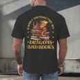 Easily Distracted By Dragons And Books Fantasy Book Lover Men's Back Print T-Shirt