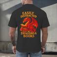 Easily Distracted By Dragons And Books Reading Men's Back Print T-Shirt