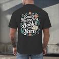 Easily Distracted By Yarn And Books Men's Back Print T-Shirt Easily Distracted By Yarn And Books Men's Back Print T-Shirt