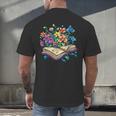Enchanted Open Book With Blooming Flowers Men's Back Print T-Shirt
