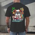 English Bulldog Reading a Book Dog Men's Back Print T-Shirt