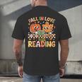 Fall In Love With Reading Autumn Pumpkin Teacher Book Lover Men's Back Print T-Shirt