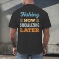 Fishing Now Minimal Socializing Introvert Vintage Men's Back Print T-Shirt Fishing Now Minimal Socializing Introvert Vintage Men's Back Print T-Shirt