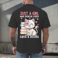Girl Who Loves Cats And Books Cute Men's Back Print T-Shirt