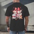 Girly Coquette Gingerbread Books And Hot Cocoa Cozy Season Men's Back Print T-Shirt