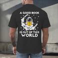 Good Book Is Out Of This World Astronaut Moon Space Reading Men's Back Print T-Shirt Good Book Is Out Of This World Astronaut Moon Space Reading Men's Back Print T-Shirt