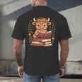 Highland Cow Reading Book Graphic Cow With Book Floral Men's Back Print T-Shirt Highland Cow Reading Book Graphic Cow With Book Floral Men's Back Print T-Shirt