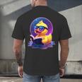 Humor Rubber Duck Reading Book Men's Back Print T-Shirt