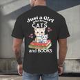 Just A Girl That Loves Cats And Books Cute Cat & Bookwork Men's Back Print T-Shirt Just A Girl That Loves Cats And Books Cute Cat & Bookwork Men's Back Print T-Shirt