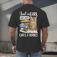 Just a Girl Who Loves Cats And Books Men's Back Print T-Shirt
