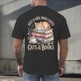 Just A Girl Who Loves Cats And Books Reading Librarian Men's Back Print T-Shirt