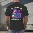 Just a Girl Who Loves Dragons And Books Reading Men's Back Print T-Shirt Just a Girl Who Loves Dragons And Books Reading Men's Back Print T-Shirt