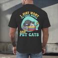 I Just Want To Read Books And Pet Cats Cat Book Lovers Men's Back Print T-Shirt I Just Want To Read Books And Pet Cats Cat Book Lovers Men's Back Print T-Shirt