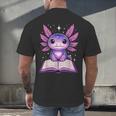 Kawaii Axolotl Cute Axolotls Reading Book Men's Back Print T-Shirt