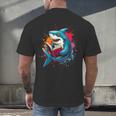 Kawaii Shark Reads Book Reading Library Book Bookworm Men's Back Print T-Shirt