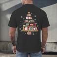 Library Books Christmas Tree Teacher Xmas Snowflake Men's Back Print T-Shirt