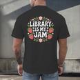 Library Is My Jam Librarian Book Lover Strawberry Men's Back Print T-Shirt Library Is My Jam Librarian Book Lover Strawberry Men's Back Print T-Shirt