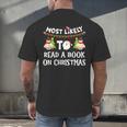 Most Likely To Read A Book On Christmas Snowman Family Men's Back Print T-Shirt Most Likely To Read A Book On Christmas Snowman Family Men's Back Print T-Shirt
