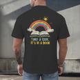 Take a Look It's In a Book Vintage Reading Teacher Rainbow Men's Back Print T-Shirt