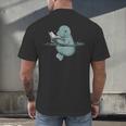 Manatee Reading Book Bookworm Manatees Ocean Animal Lover Men's Back Print T-Shirt Manatee Reading Book Bookworm Manatees Ocean Animal Lover Men's Back Print T-Shirt