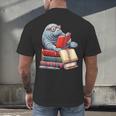 Manatee Reading Books Matching Bookworm Readers Librarian Men's Back Print T-Shirt Manatee Reading Books Matching Bookworm Readers Librarian Men's Back Print T-Shirt
