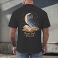 Night Owl Book Club Crescent Moon Late Night Reading Men's Back Print T-Shirt Night Owl Book Club Crescent Moon Late Night Reading Men's Back Print T-Shirt