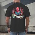 Octopus Reading Book Coffee Lover Bookaholic Bookworm Reader Men's Back Print T-Shirt