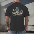 Octopus Reading Book Coffee Book Lover Bookworm Nerd Men's Back Print T-Shirt