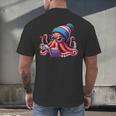 Octopus Reading Book Kraken Book Lover Men's Back Print T-Shirt Octopus Reading Book Kraken Book Lover Men's Back Print T-Shirt