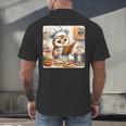 Owl Learning To Cook With Cookbook Chef Apron Stove Cooking Men's Back Print T-Shirt