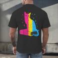 Pansexual Pride Celestial Cat Sitting Book LGBTQ Pan Colors Men Women Men's Back Print T-Shirt