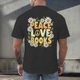 Peace Love Books Librarian Teacher Life Book Library Men's Back Print T-Shirt Peace Love Books Librarian Teacher Life Book Library Men's Back Print T-Shirt
