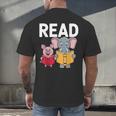 Pig Elephant Reading Cute Book Lover Bookworm Boys Girls Kid Men's Back Print T-Shirt