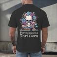 Psychological Thriller Reader Fan Skull Flowers Books Men's Back Print T-Shirt Psychological Thriller Reader Fan Skull Flowers Books Men's Back Print T-Shirt